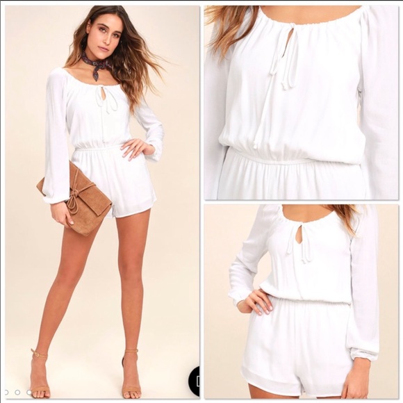 Lulus Pants - Lulu’s Full of Dreams Long Sleeve White Romper